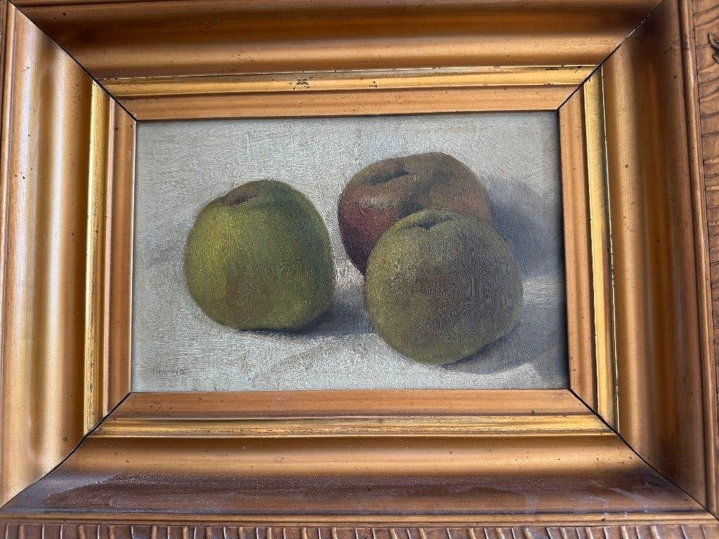 Tableau Nature Morte aux Pommes - Henri Vos - Cadre Doré, Enlèvement, École hollandaise, Signé, Nature morte