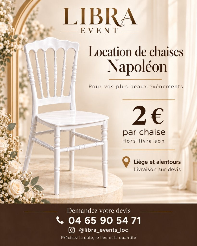 Location chaise napoléon blanche, Enlèvement, Comme neuf