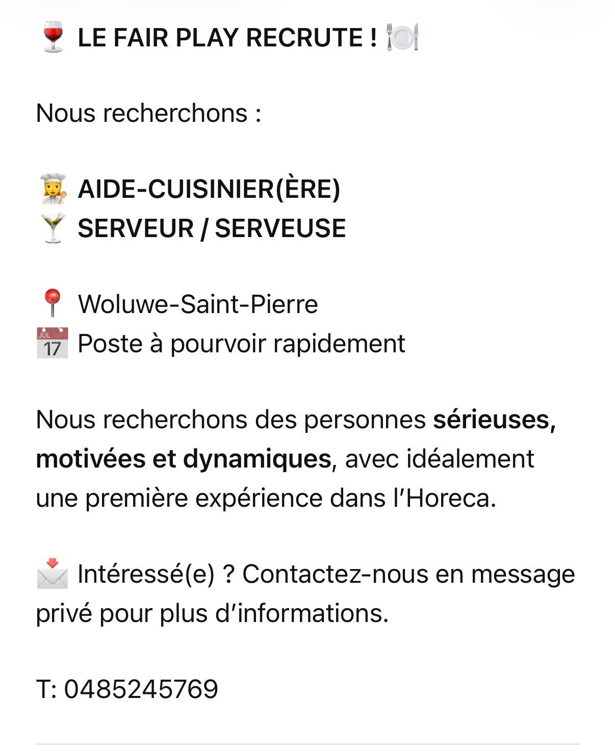 Offre d’emploi