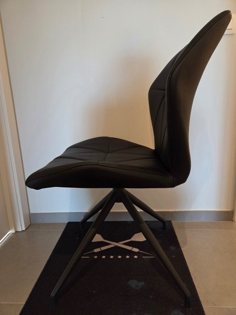 4 zwarte eetkamerstoelen met draaivoet – setprijs, Maison & Meubles, Chaises, Enlèvement, Utilisé, Noir, Quatre