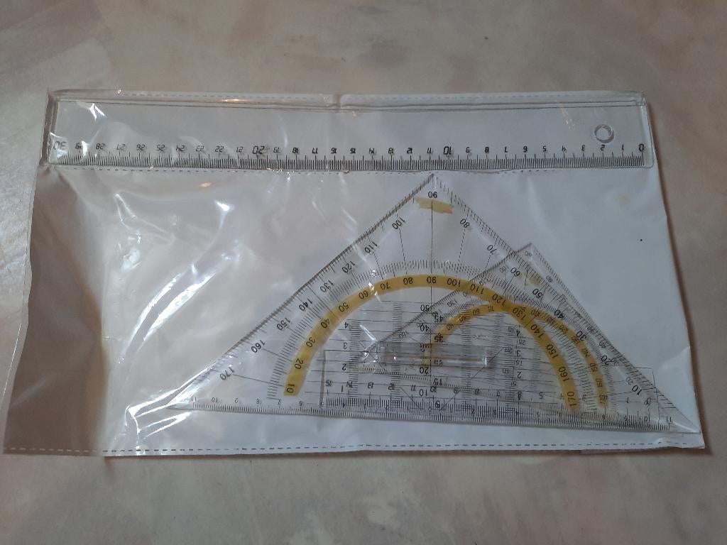 geodriehoek nieuw set met latjes assortie, Ophalen of Verzenden, Nieuw