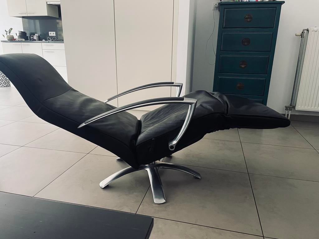 JORI Brainbuilder relaxstoel zwart leder,design,topkwaliteit, Huis en Inrichting, Fauteuils, Ophalen, Gebruikt