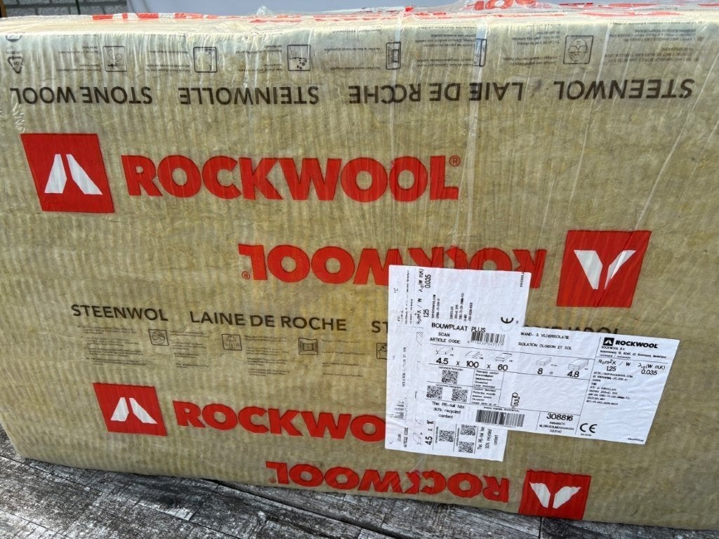 Rockwool Bouwplaat 100 x 60 cm 4,5 cm 7,8 m² (Rd 1.2) 13st, Doe-het-zelf en Bouw, Isolatie en Afdichting, Ophalen, 4 tot 8 cm