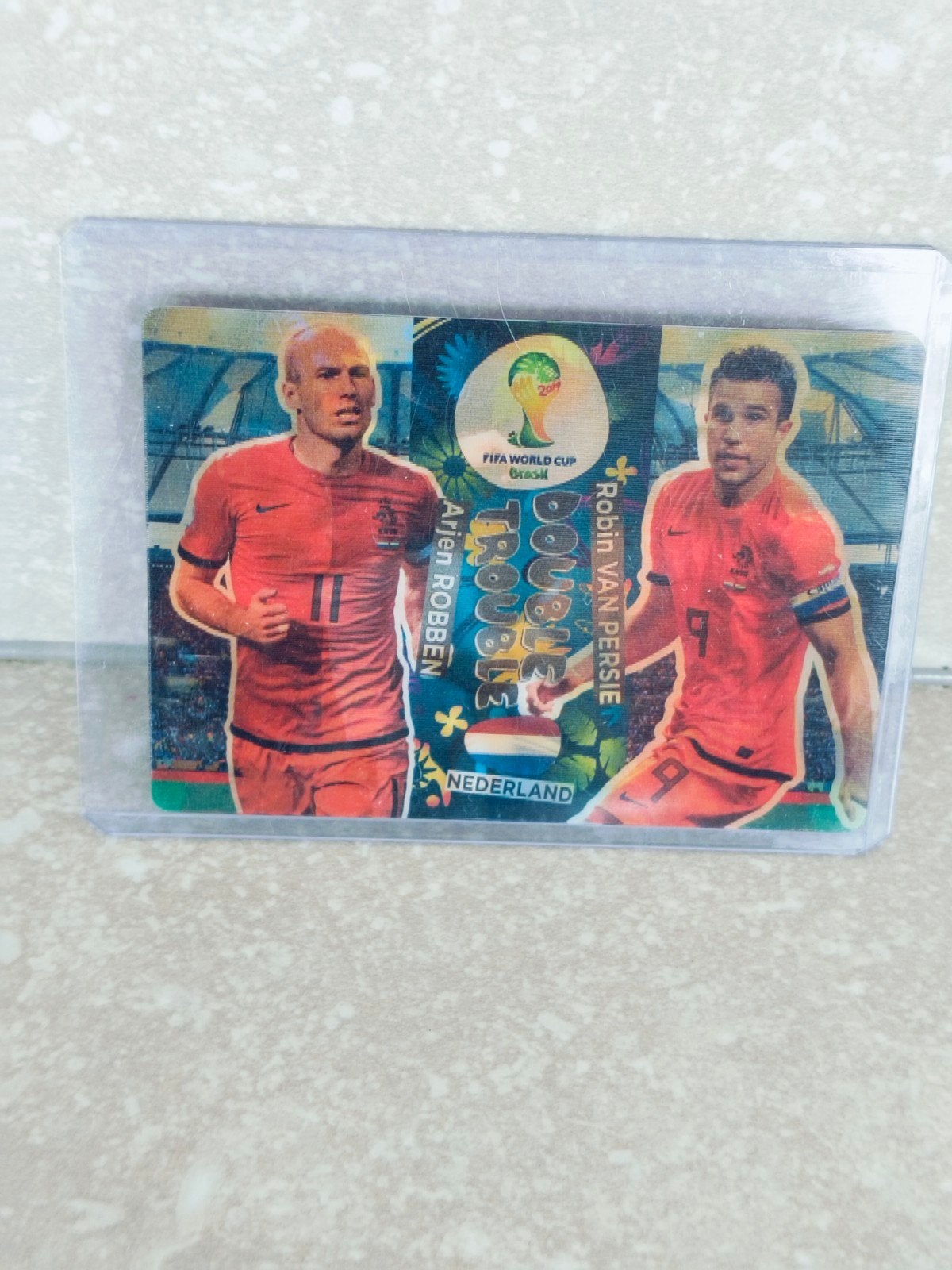 Panini WK 2014 double trouble kaart robben & van persie, Ophalen of Verzenden