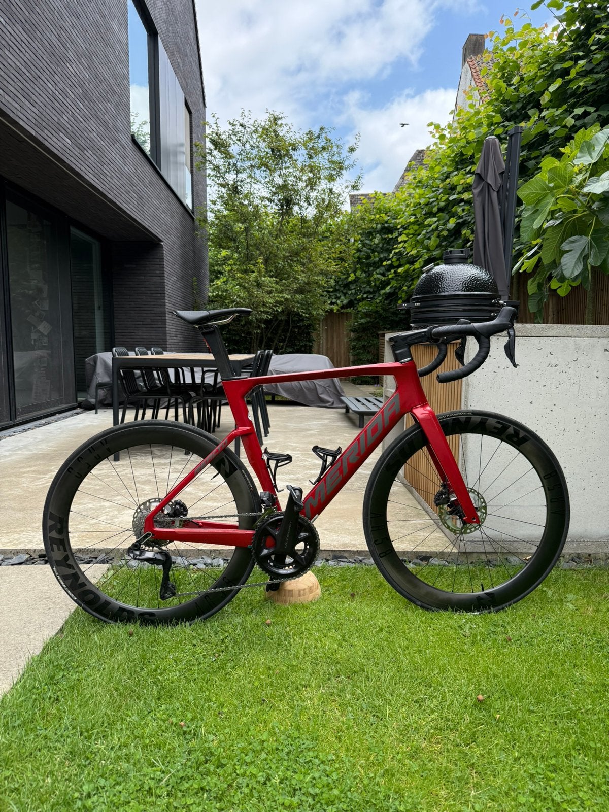 Merida reacto 8000 - Glossy dark red + Wahoo kickr GRATIS, Fietsen en Brommers, Ophalen, Zo goed als nieuw, Carbon