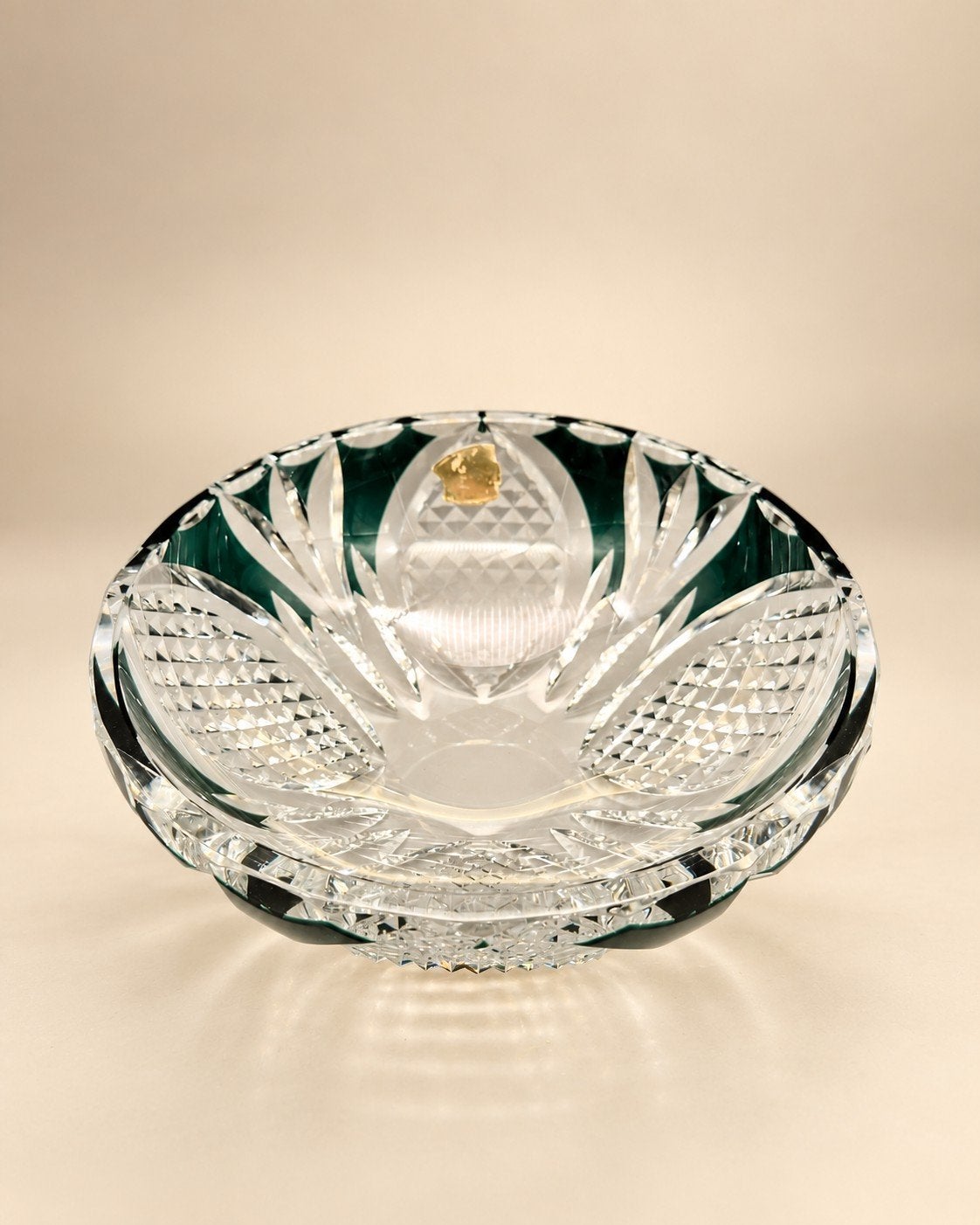 Val Saint Lambert coupe Pau cristal vert signée 3,37 kg, Enlèvement ou Envoi