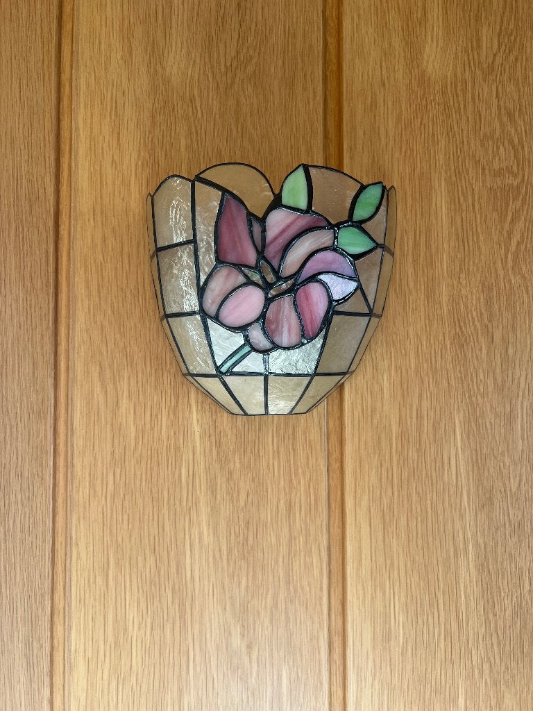 Glas in lood lampenkap bloem (2 stuks), Ophalen, Meerkleurig, Zo goed als nieuw, Glas