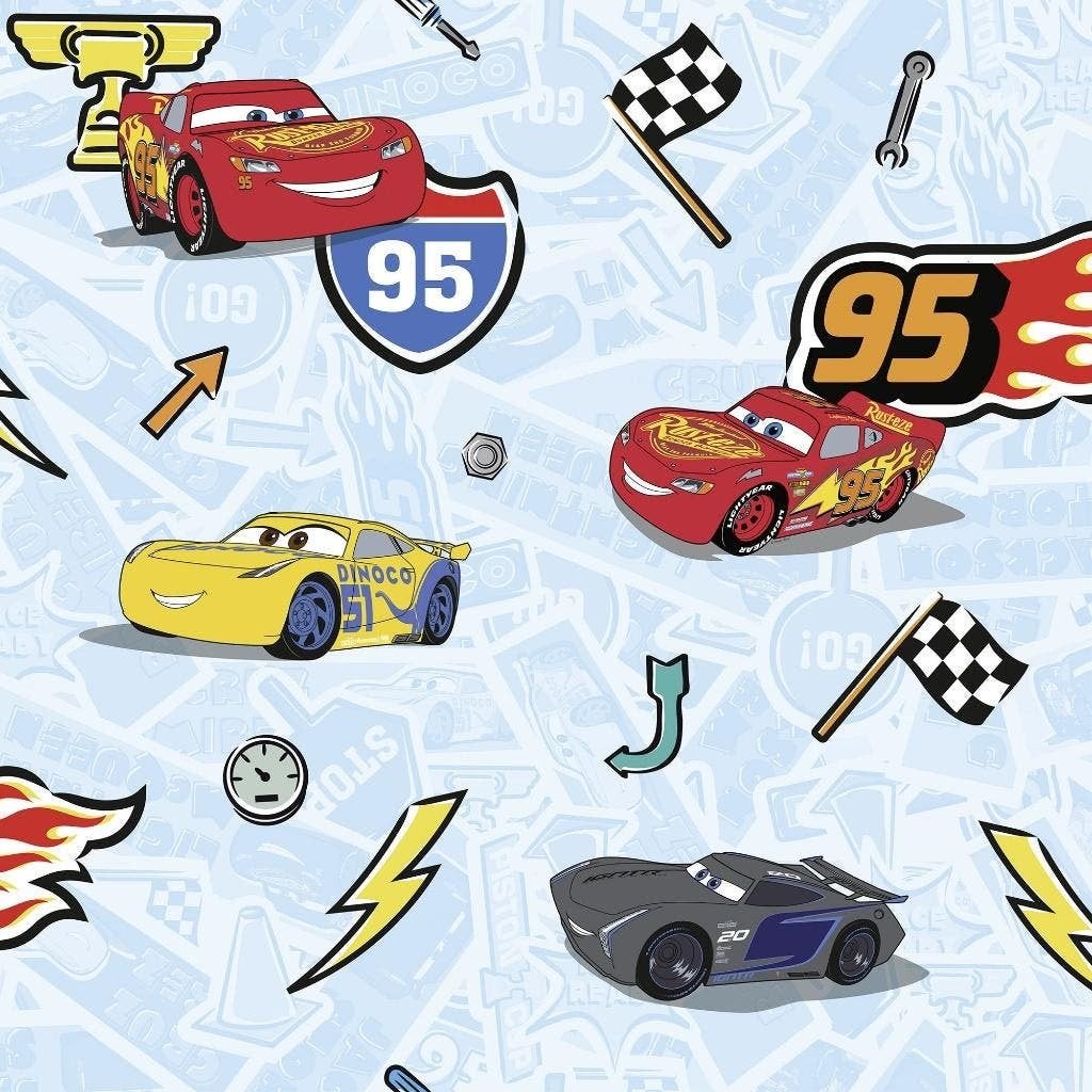 Disney Cars Vlies Behangrol - 1005x53 cm - Let's Race, Verzenden, Nieuw, Disney, Wanddecoratie