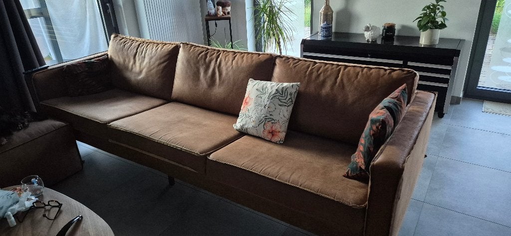 Salon cognackleur prima staat, Ophalen, 250 tot 300 cm, Minder dan 75 cm, Leer