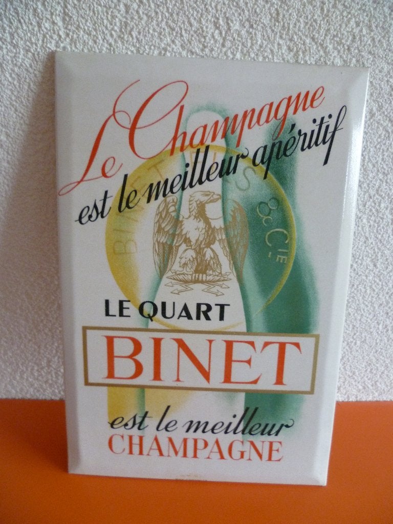 PRÉSENTOIR  GLACOIDE  « BINET CHAMPAGNE »DES ANNÉES 1960, Enlèvement ou Envoi, Utilisé, Panneau publicitaire
