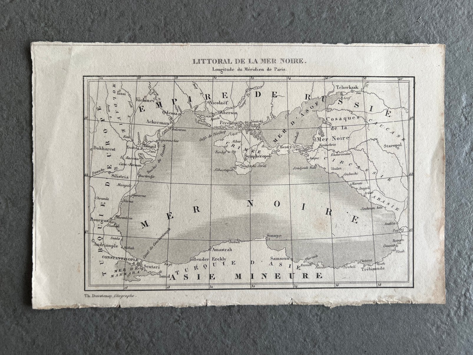 Carte ancienne gravée –Littoral de la Mer Noire –XIXe siècle, Antiquités & Art, Enlèvement ou Envoi