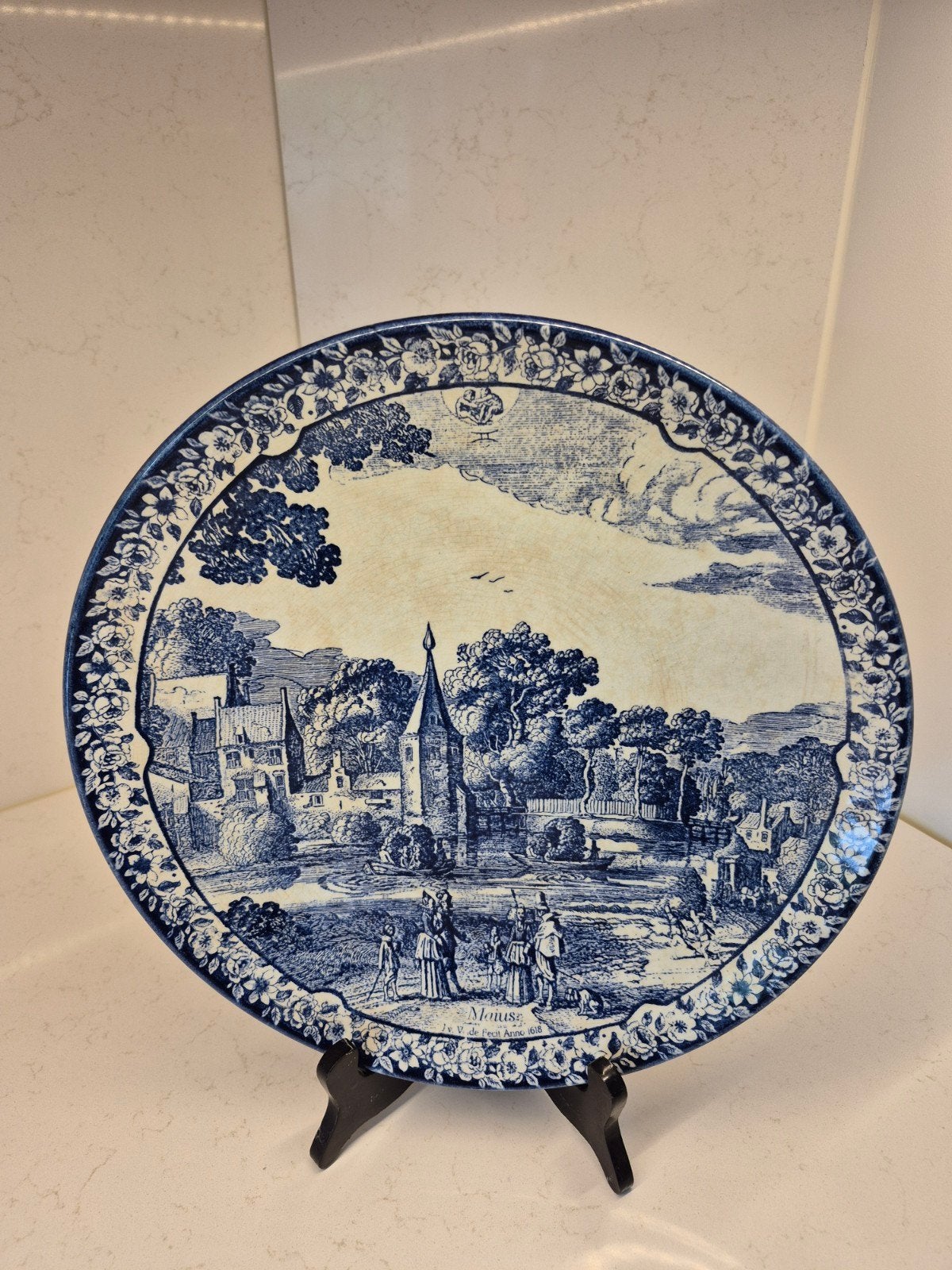 assiette murale vintage Delft Blue de Chemkefa Maastricht., Antiquités & Art, Enlèvement ou Envoi