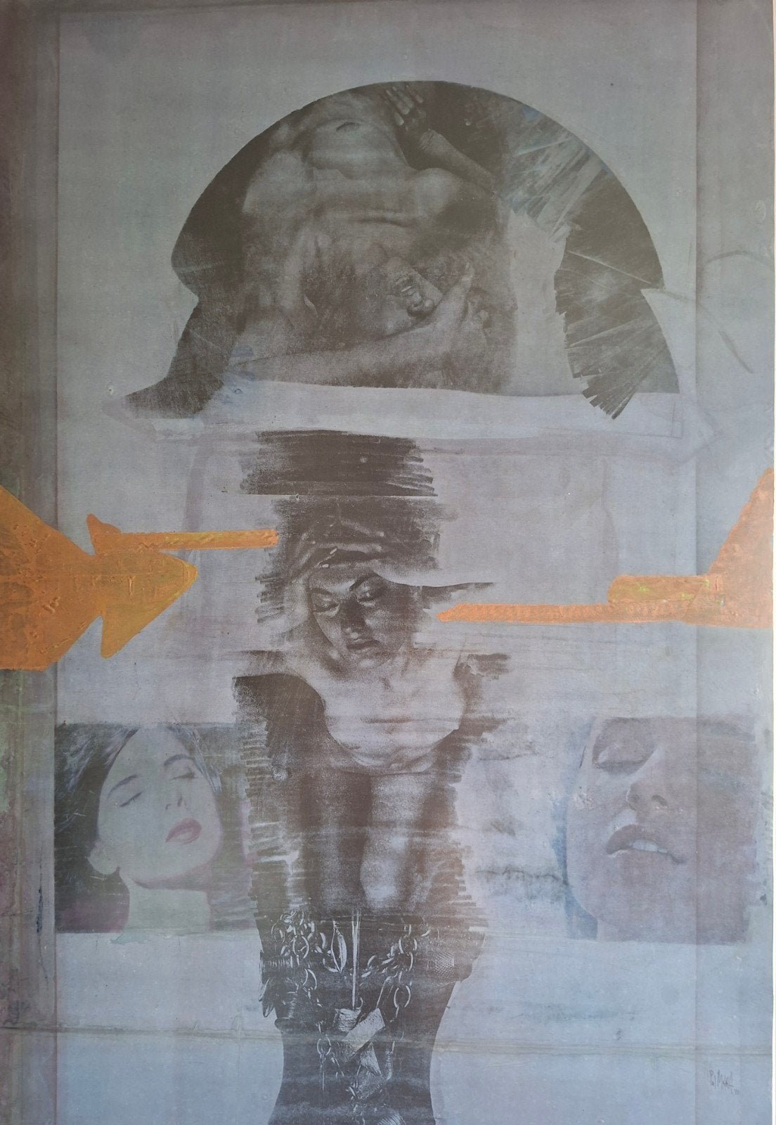 MARA Pol "Enseignes endommagées" 1991 aquarel op zijde, Ophalen, Aquarel