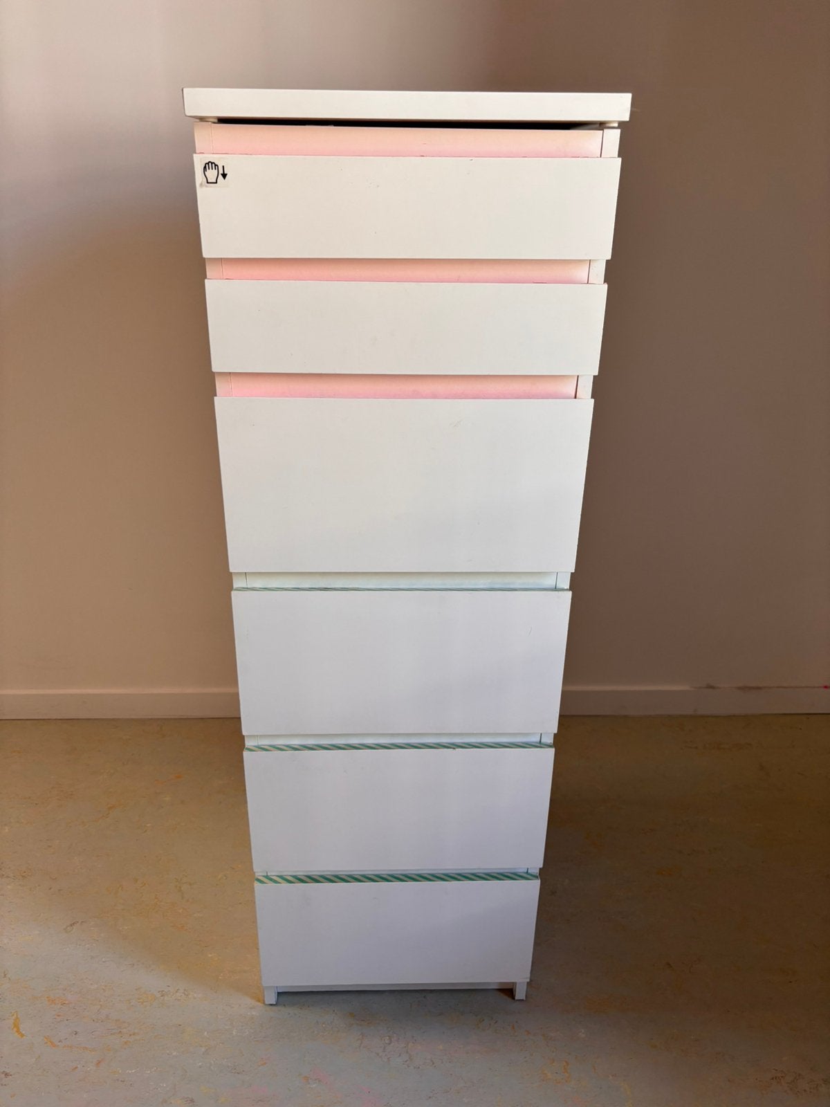 IKEA Malm kastje met 6 lades + spiegel, Ophalen, Gebruikt