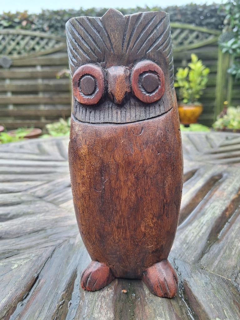 Houten uil, Ophalen, Zo goed als nieuw, Vogel, Beeldje of Figuurtje
