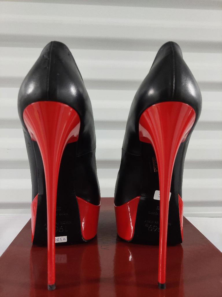 438C* 1969 sexy rode volledig leren pumps hoge hakken (39), Kleding | Dames, Pumps, Verzenden, Gedragen, Rood