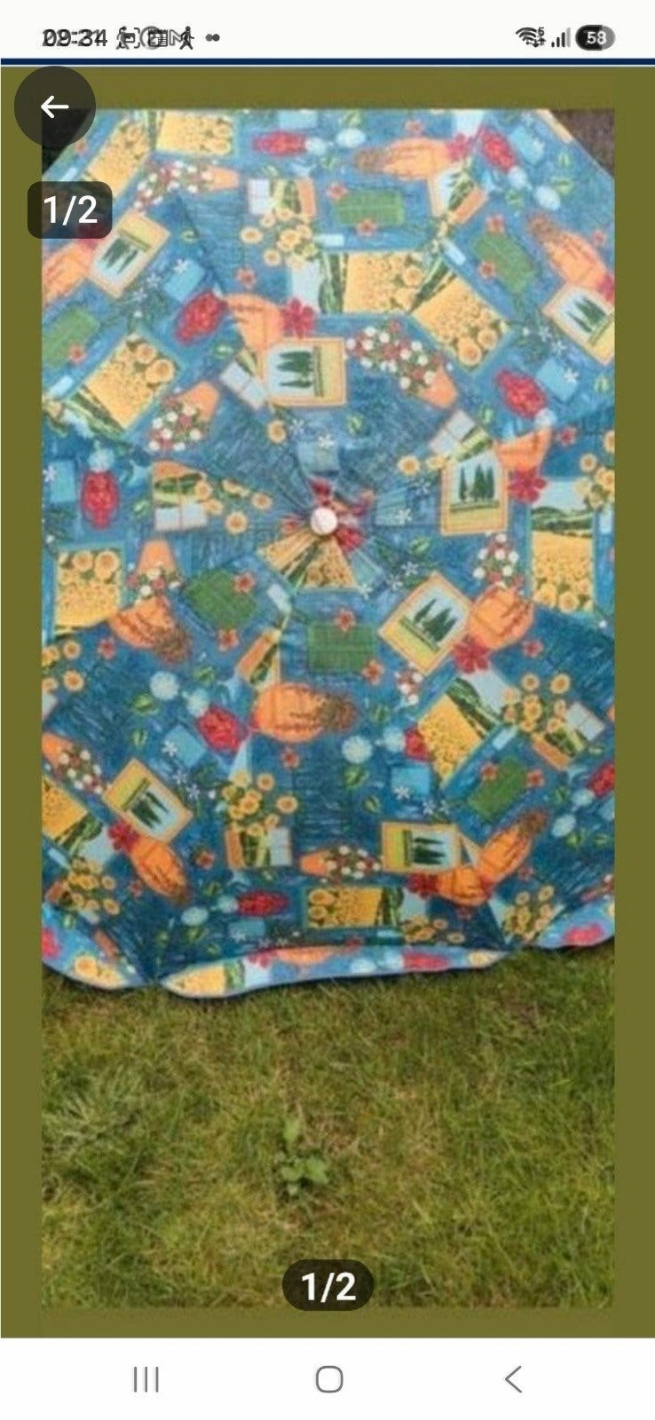 parasol 2 meter Vintage/Retro, Ophalen, Zo goed als nieuw, Stokparasol, Kantelbaar