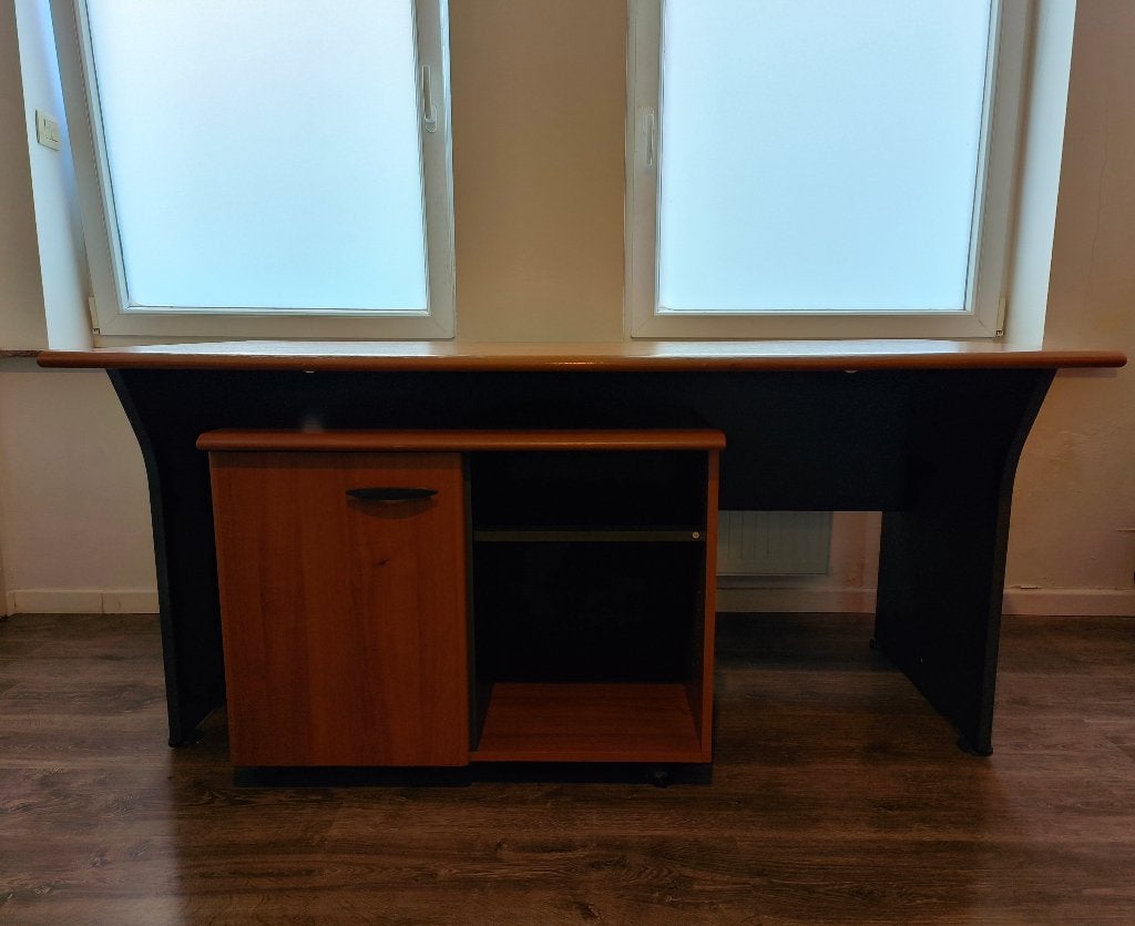 Grand bureau avec petite armoire à roulettes, Maison & Meubles, 160 cm, Comme neuf, Enlèvement, Brun