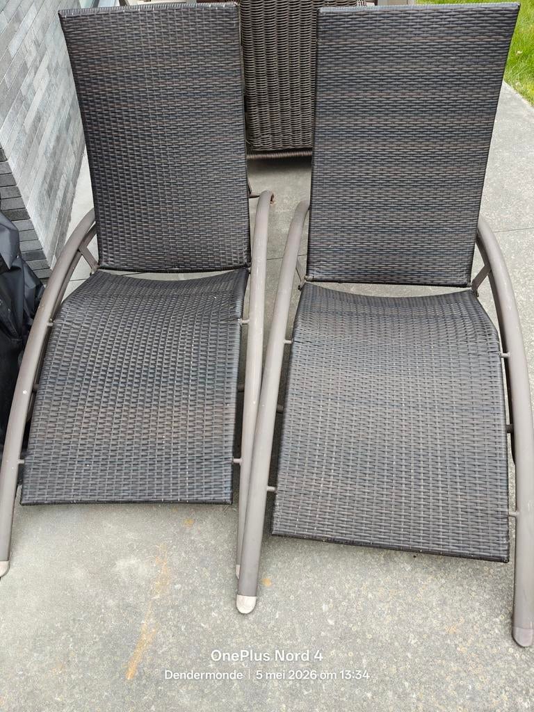 Ligzetels, Tuin en Terras, Ophalen, Gebruikt, Rotan, Verstelbaar