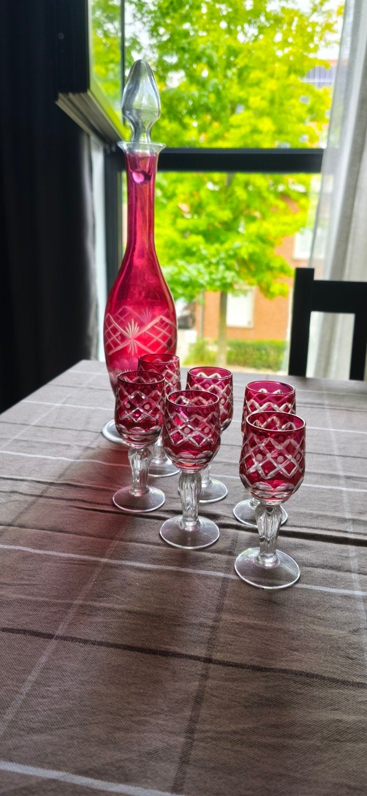 vintage boheemse kristal karaf set, Antiek en Kunst, Ophalen
