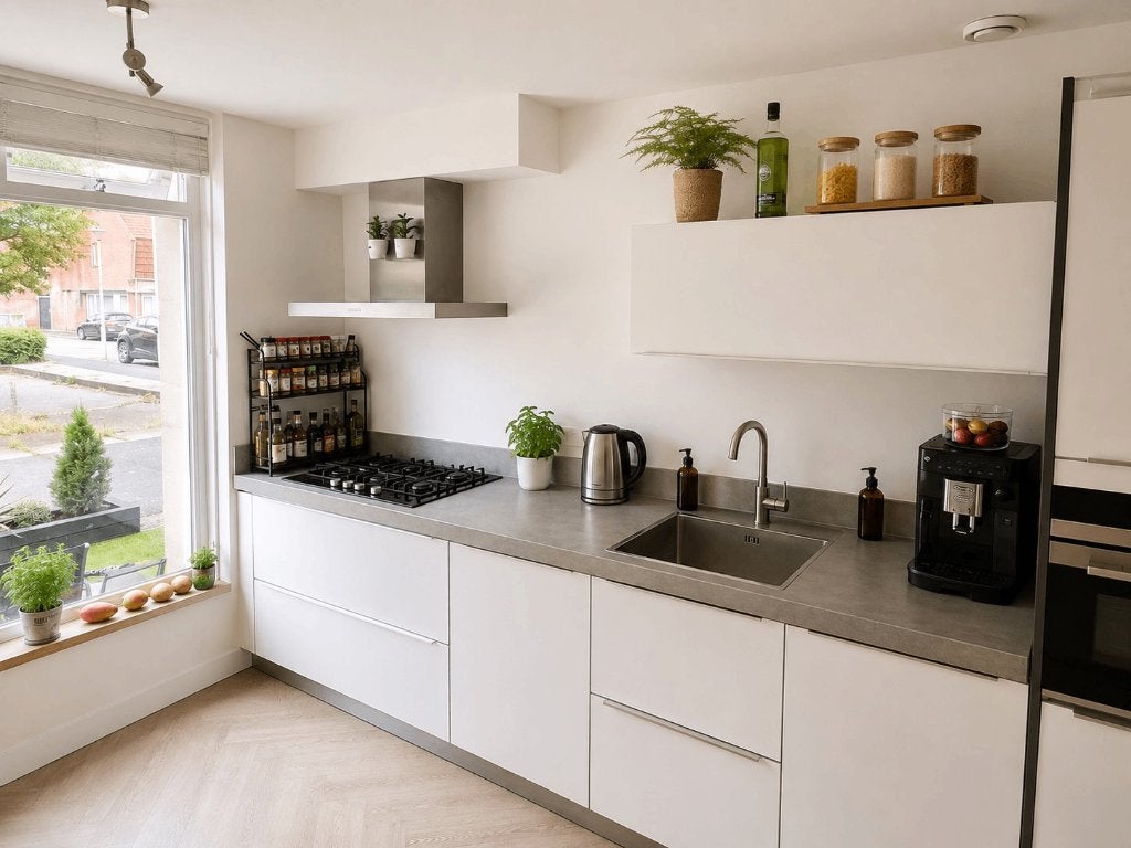 ✨ CUISINE DROITE BLANCHE ÉLÉGANTE 435 CM +APPAREILS, Synthétique, Enlèvement ou Envoi, Comme neuf, Cuisine à paroi simple