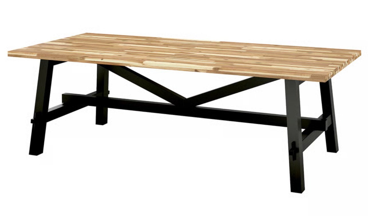 SKOGSTA Eettafel, acacia/zwart, 235x100 cm, Ophalen, Zo goed als nieuw