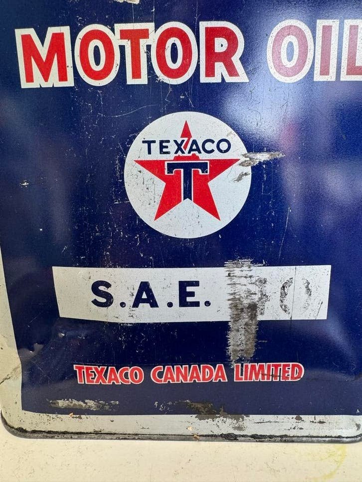 Vintage Texaco Valor Motorolie Blik, Antiquités & Art