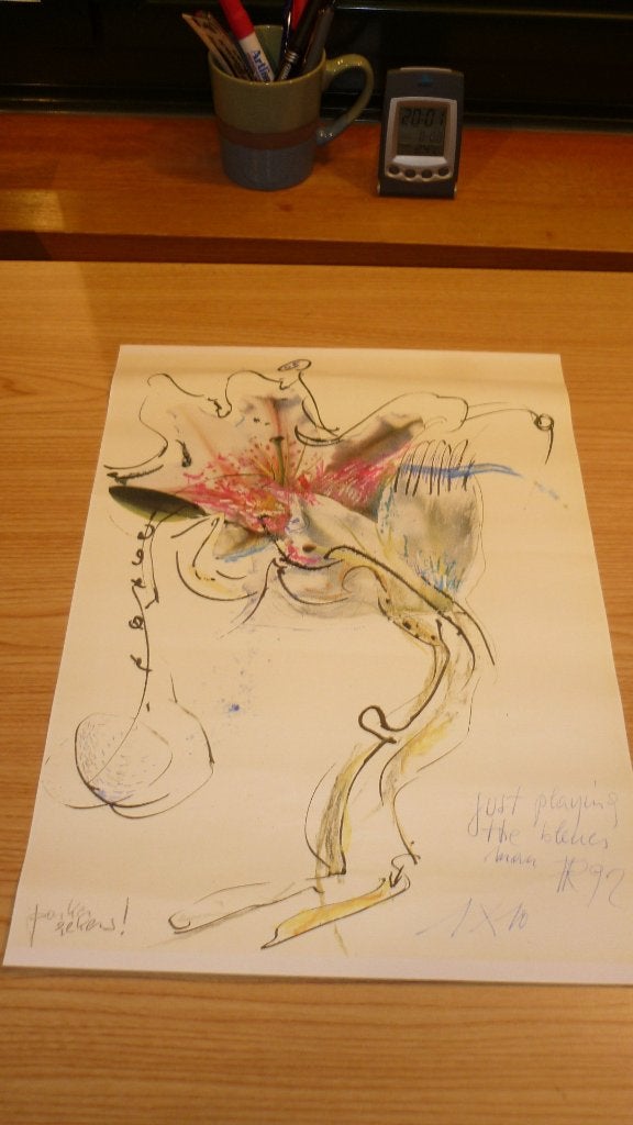 Frits vertongen-just playing the blues man, Antiek en Kunst, Ophalen, Gesigneerd, Gemengde techniek, Abstract