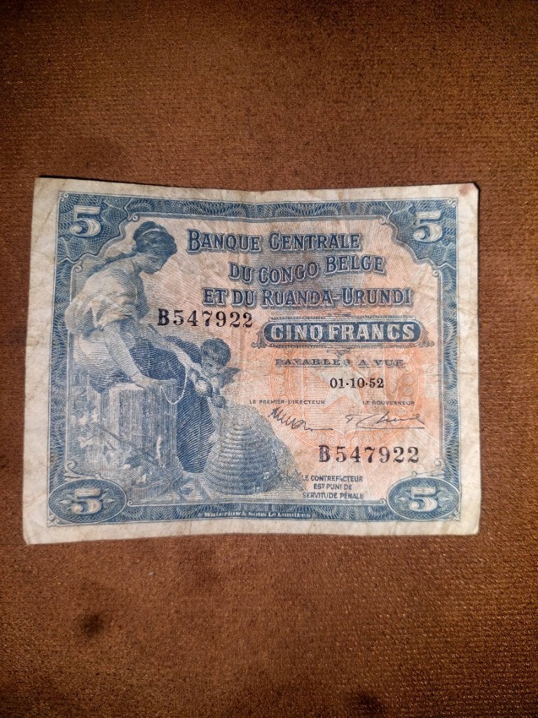 Billets de 5 francs congo belge, Enlèvement ou Envoi, Série