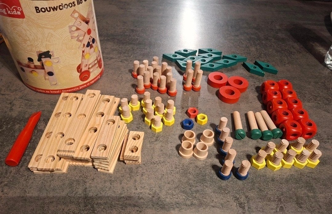 Houten Bouwdoos - 117-delig - Educatief Constructiespeelgoed, Ophalen