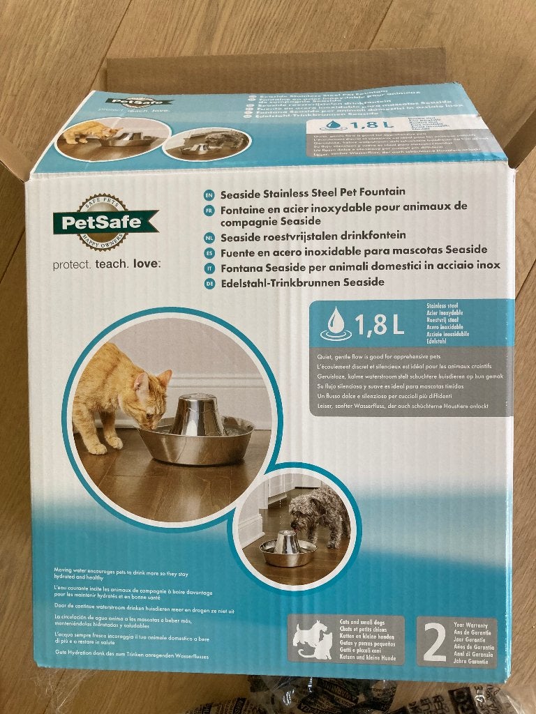 PetSafe edelstalen Drinkfontein Zeezicht, Animaux & Accessoires, Nourriture & Abreuvoirs pour chats, Comme neuf, Enlèvement ou Envoi