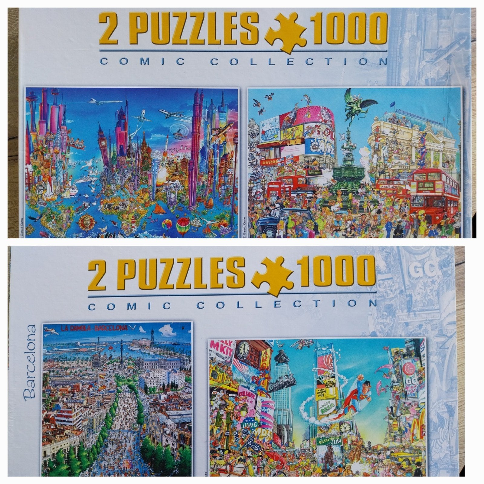 2 dozen puzzels van 2x1000 stukjes comic collection King, Ophalen, 500 t/m 1500 stukjes, Zo goed als nieuw, Legpuzzel