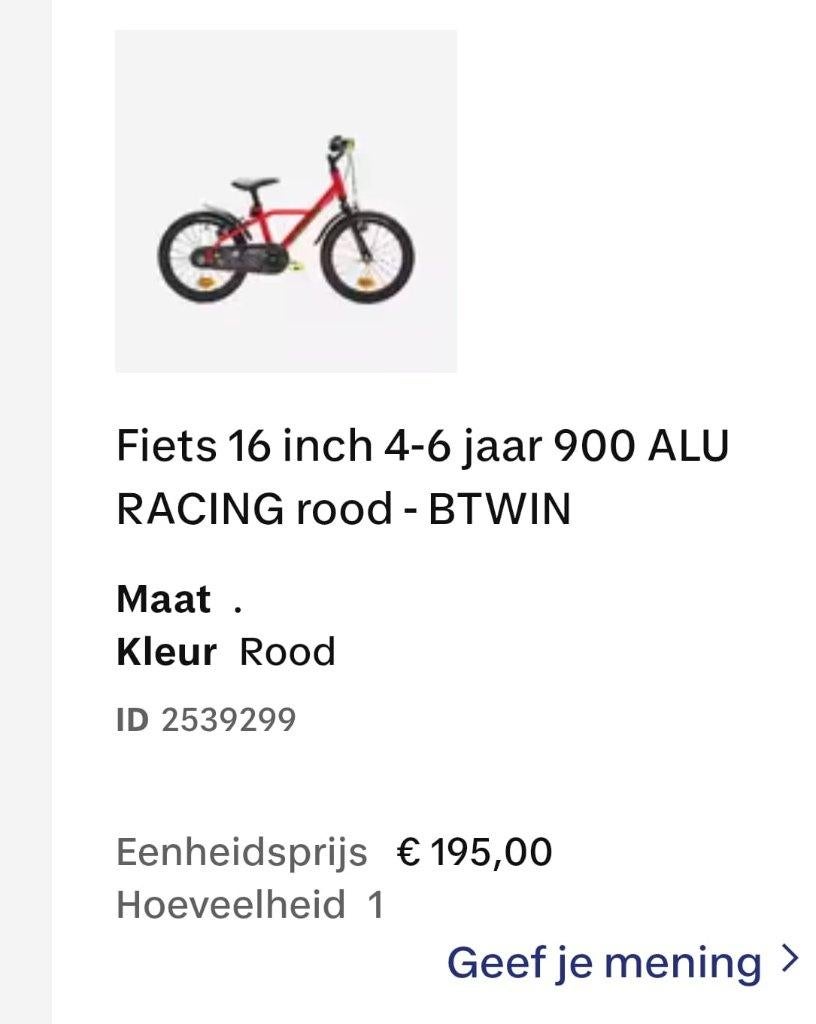 Kinderfiets Decathlon 16 inch, Ophalen, B-twin, Velgrem, 16 tot 20 inch