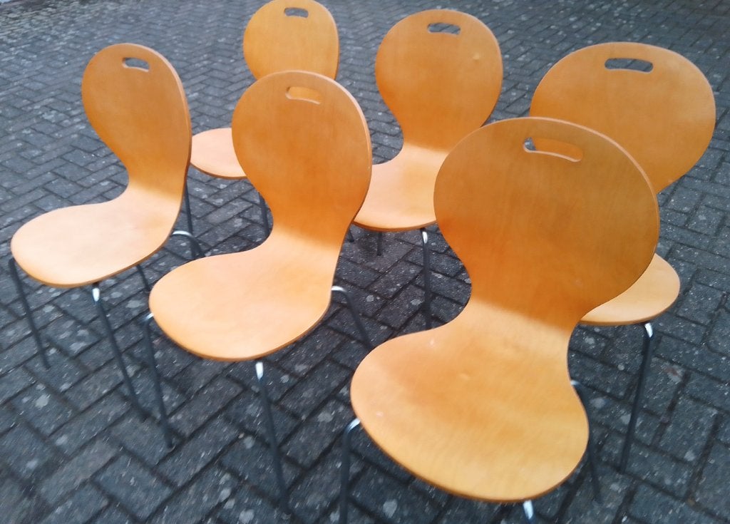 SIX CHAISES EMPILABLES VINTAGE/RÉTRO, Enlèvement ou Envoi, Maison et Meubles