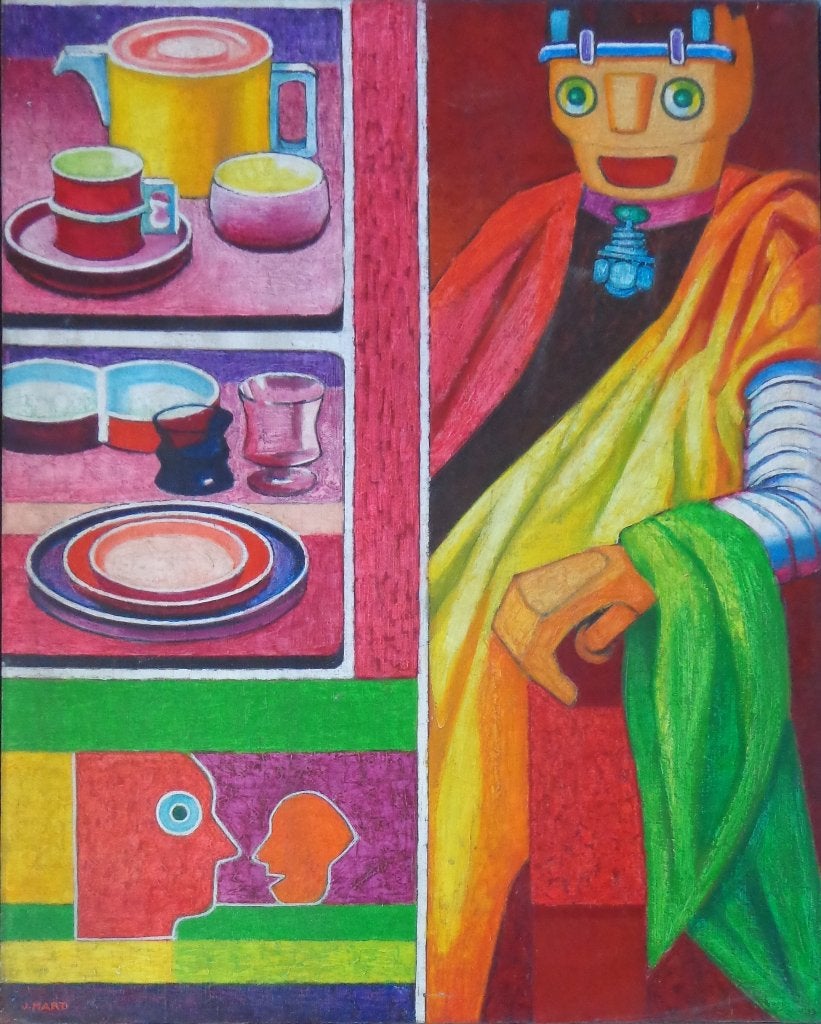 JOAN MARTI / INQUISITEUR / OLIEVERF DOEK / 102x82cm / KADER, Antiquités & Art, Enlèvement, Signé, Peinture à l'huile
