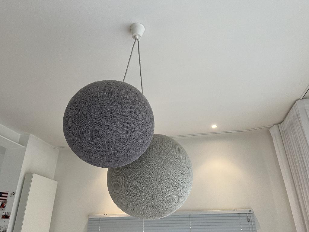 Mooie dubbele hanglamp "couleur zen" - case de cousin paul, Enlèvement, Comme neuf, Tissus, Moins de 50 cm