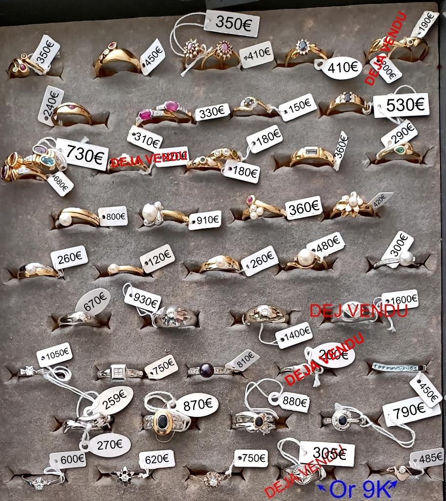 Bagues en or 18 ou 9K  jaune et/ou blanc + pierre(s) NEUVES, Bijoux, Sacs & Beauté, Bagues, Neuf, Enlèvement ou Envoi, Autres couleurs