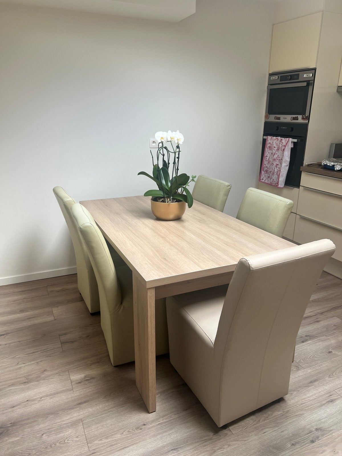 Eettafel met 6 stoelen, Enlèvement, Comme neuf, 4 à 6 chaises