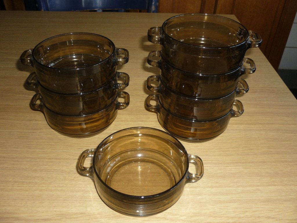 8 soepkommen van Arcoroc, jaren 70, Huis en Inrichting, Ophalen of Verzenden, Kan