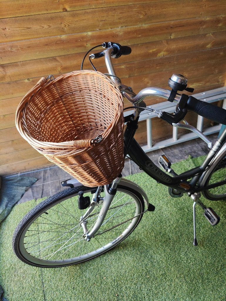 Rieten mandje voor fiets, Enlèvement, Comme neuf, Panier de vélo, Fixation au guidon