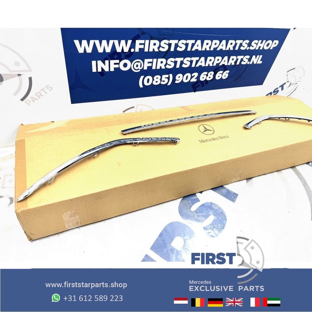 X167 GLS AMG VOORBUMPER ONDERLIP SIERLIJSTEN SET CHROOM Merc, Gebruikt, -, Ophalen of Verzenden, -