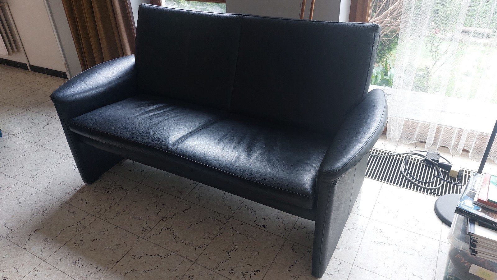 Canapé 2 places Cuir Noir, Moins de 75 cm, Comme neuf, Enlèvement, 150 à 200 cm