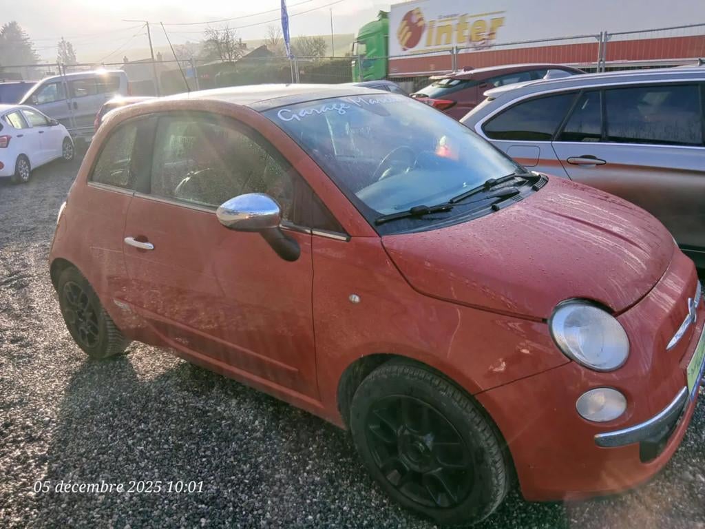 Fiat 500 (bj 2008), Auto's, 4 zetels, Zwart, Leder en Stof, Bedrijf