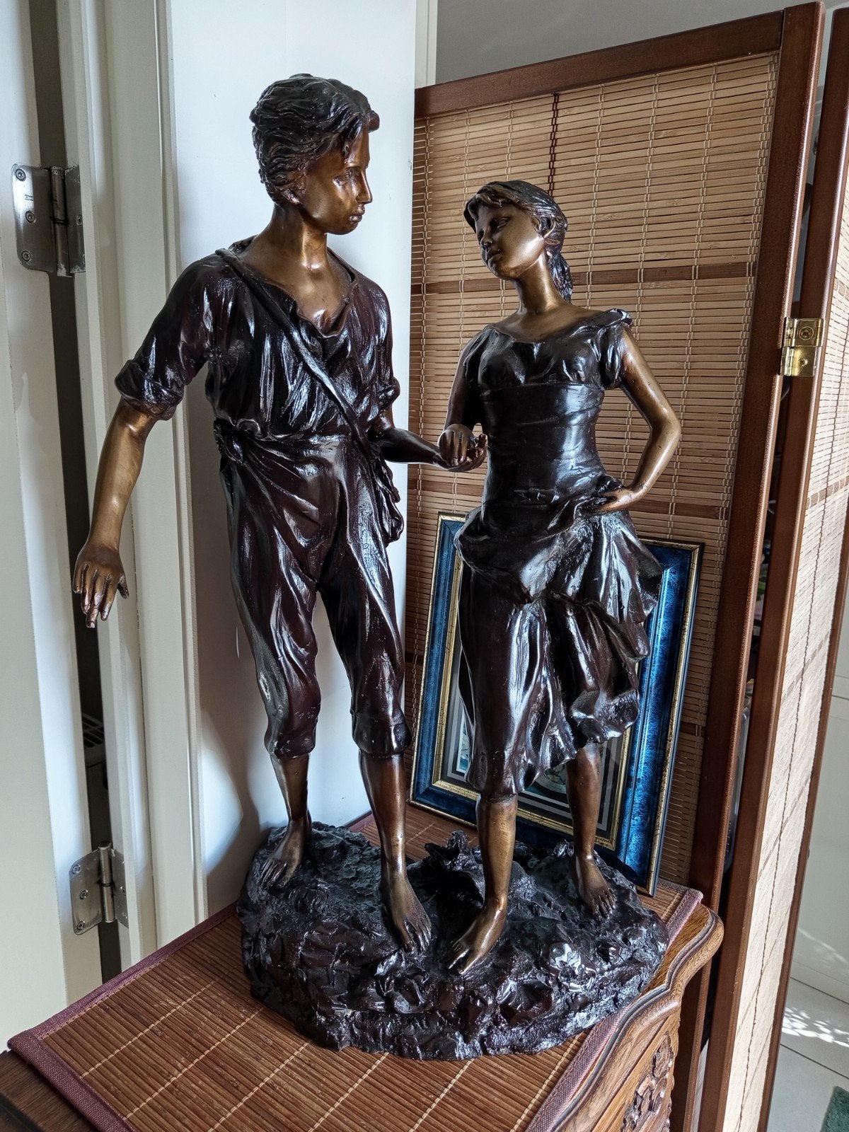 Bronzen beeld. 15 kg. 64 cm., Antiek en Kunst, Ophalen, Beeld
