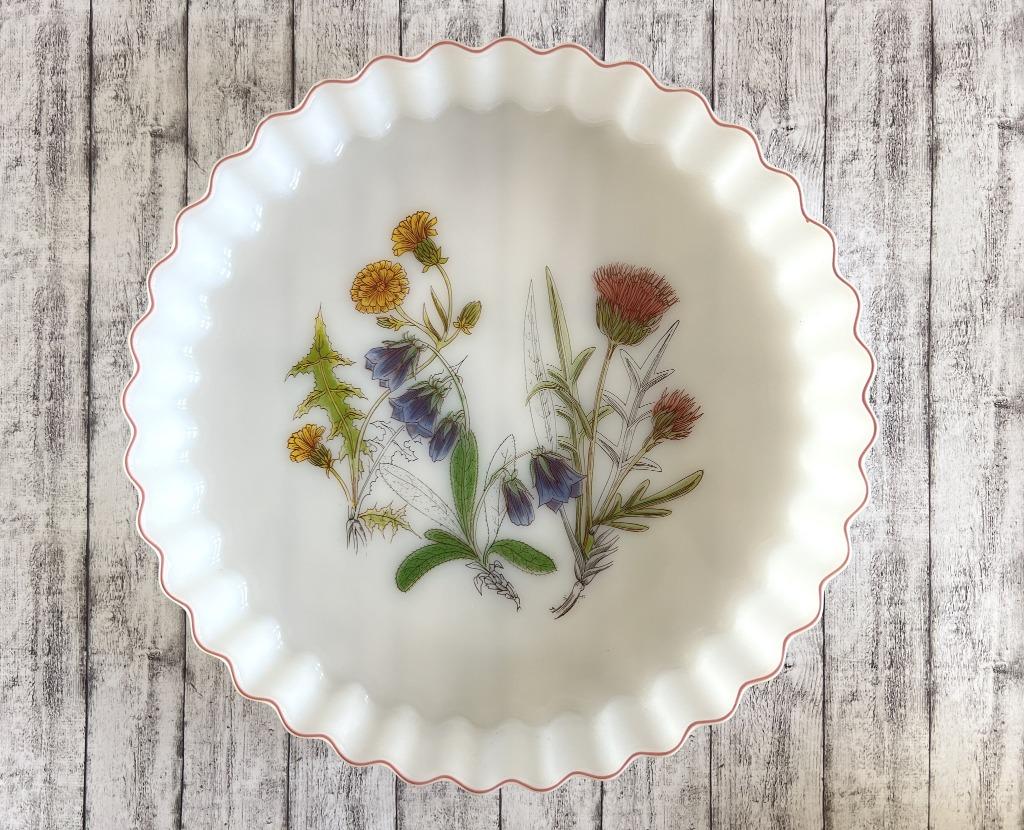 Plat à tarte Arcopal motif botanique, Enlèvement ou Envoi