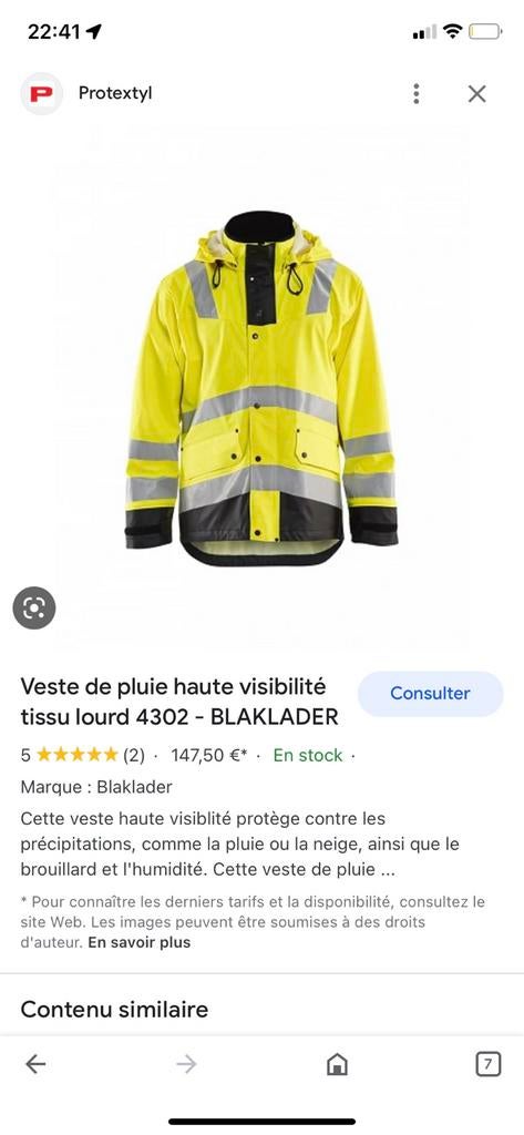 Veste de pluie haute visibilité de marque blaklader, Enlèvement ou Envoi, Comme neuf