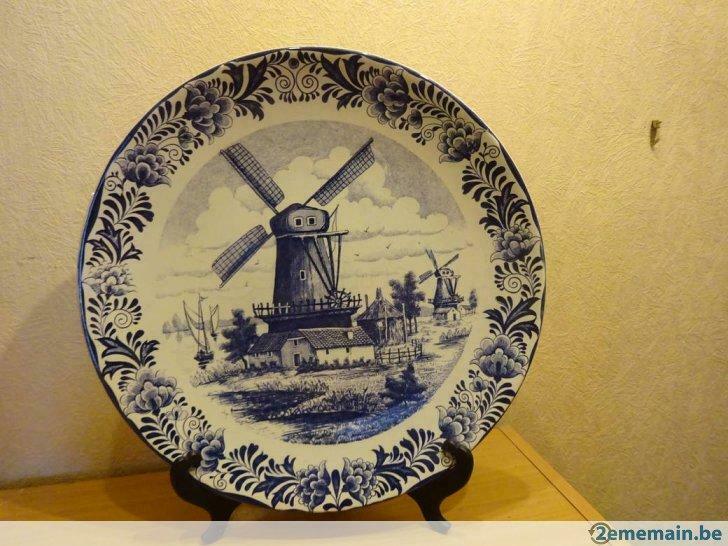 Grande assiette décorative de Delft., Enlèvement, Comme neuf, Porcelaine, Assiette ou Plat