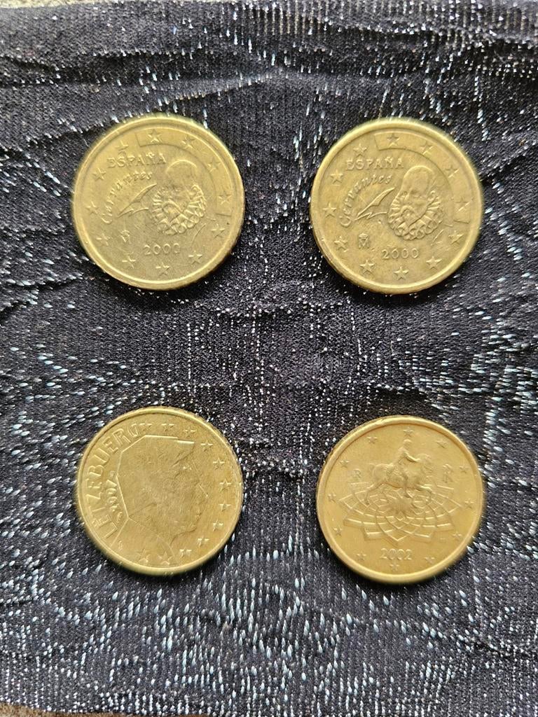Zeldzame 50cent munten, Cervantes, Marcus Aurelius, Ophalen of Verzenden