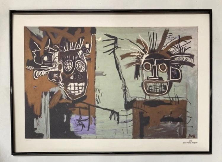 Jean Michel Basquiat: lithografie ingelijst 50 bij 70, Antiek en Kunst, Ophalen of Verzenden