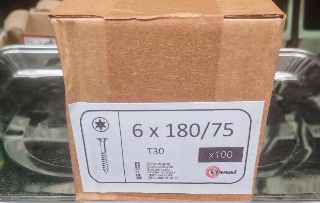 Visserie boite de 100 vis à bois torx tx 6x180, Enlèvement ou Envoi, Neuf